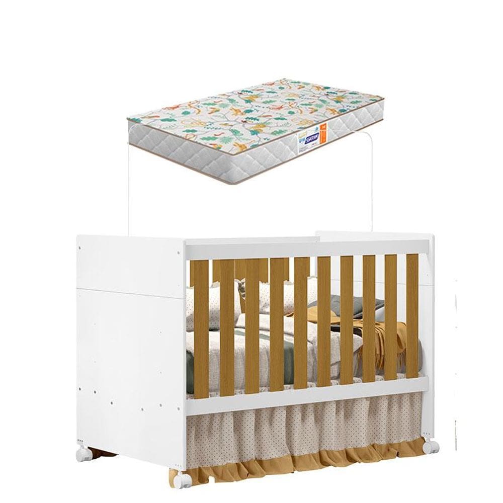 Berço Americano Katatau Branco Savana Com Colchão Gazin- Reller