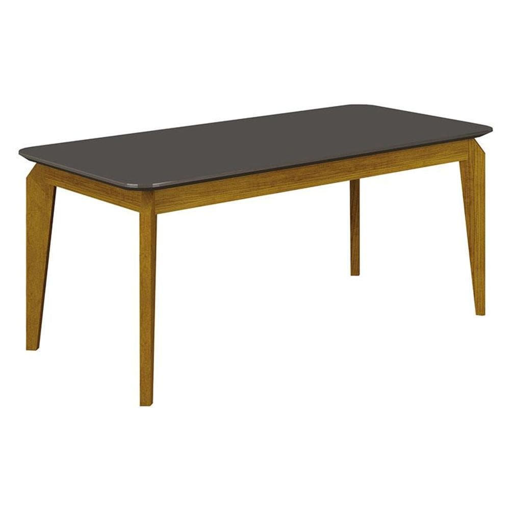Mesa de Jantar Brenda 180x90 com Vidro Freijó Chumbo - Leifer Móveis