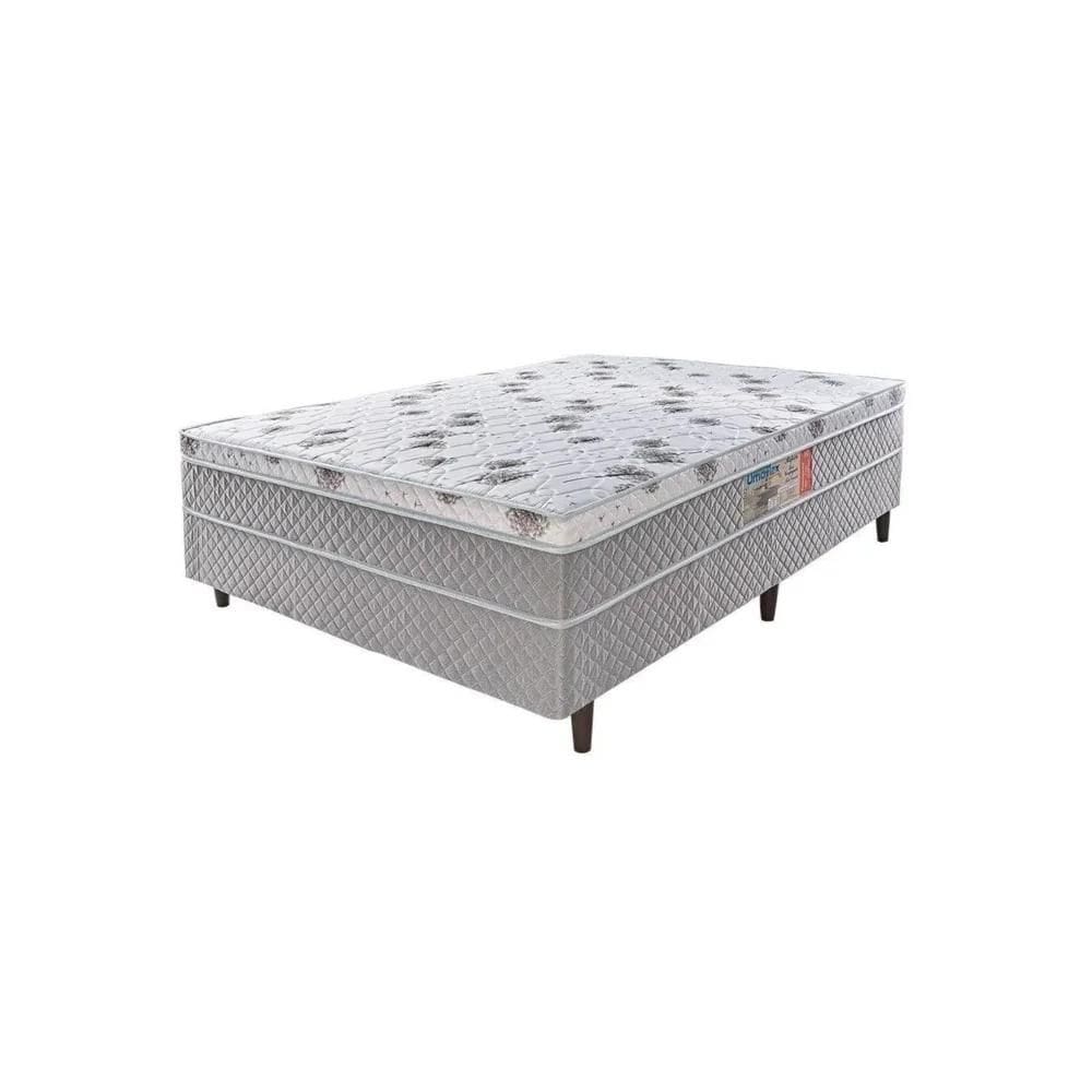 Cama Box Casal Conjugada Aspen 138x47 Molas Ensacadas Euro Pillow D26 Cinza Umaflex