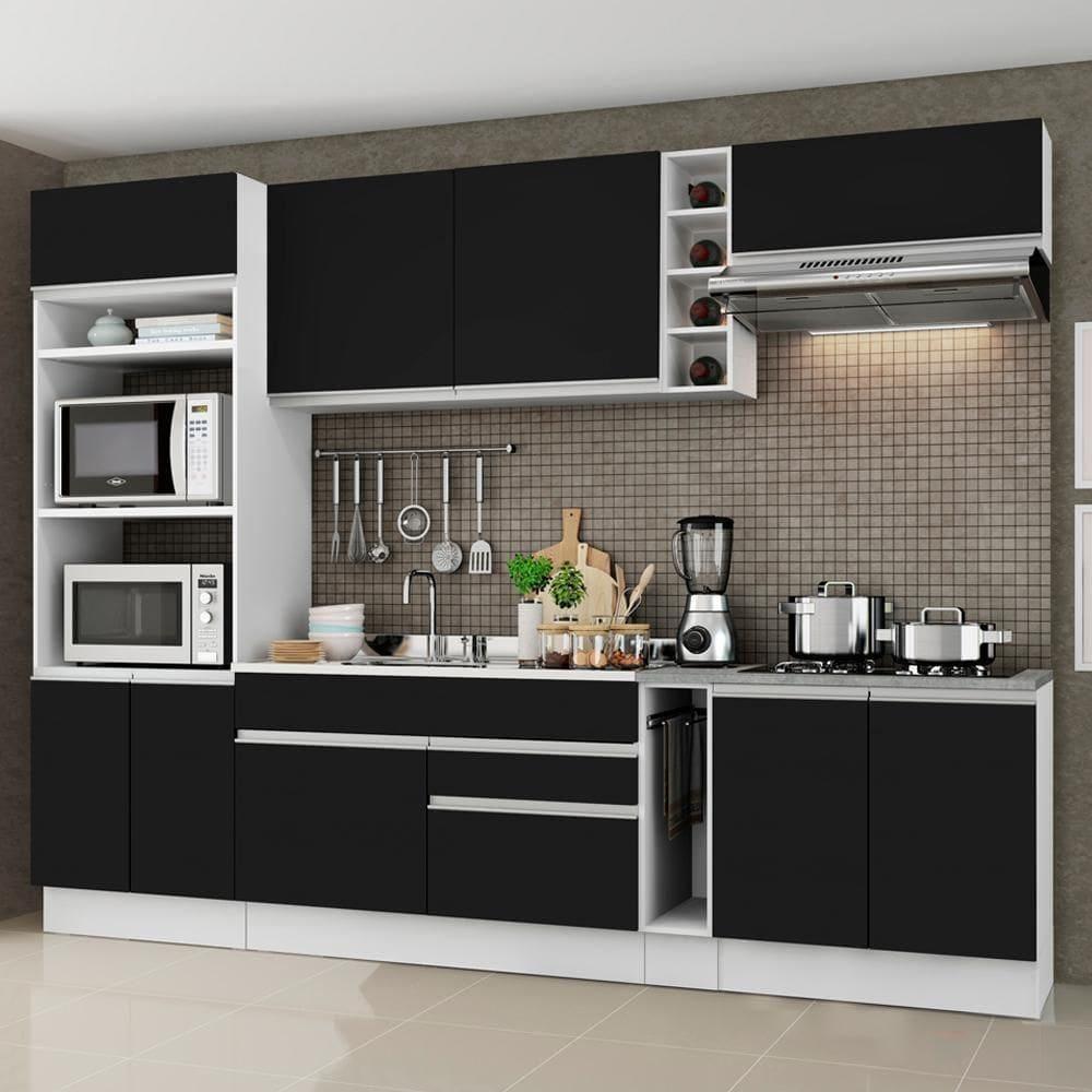 Cozinha Completa Madesa Com Armário E Balcão Branco/preto