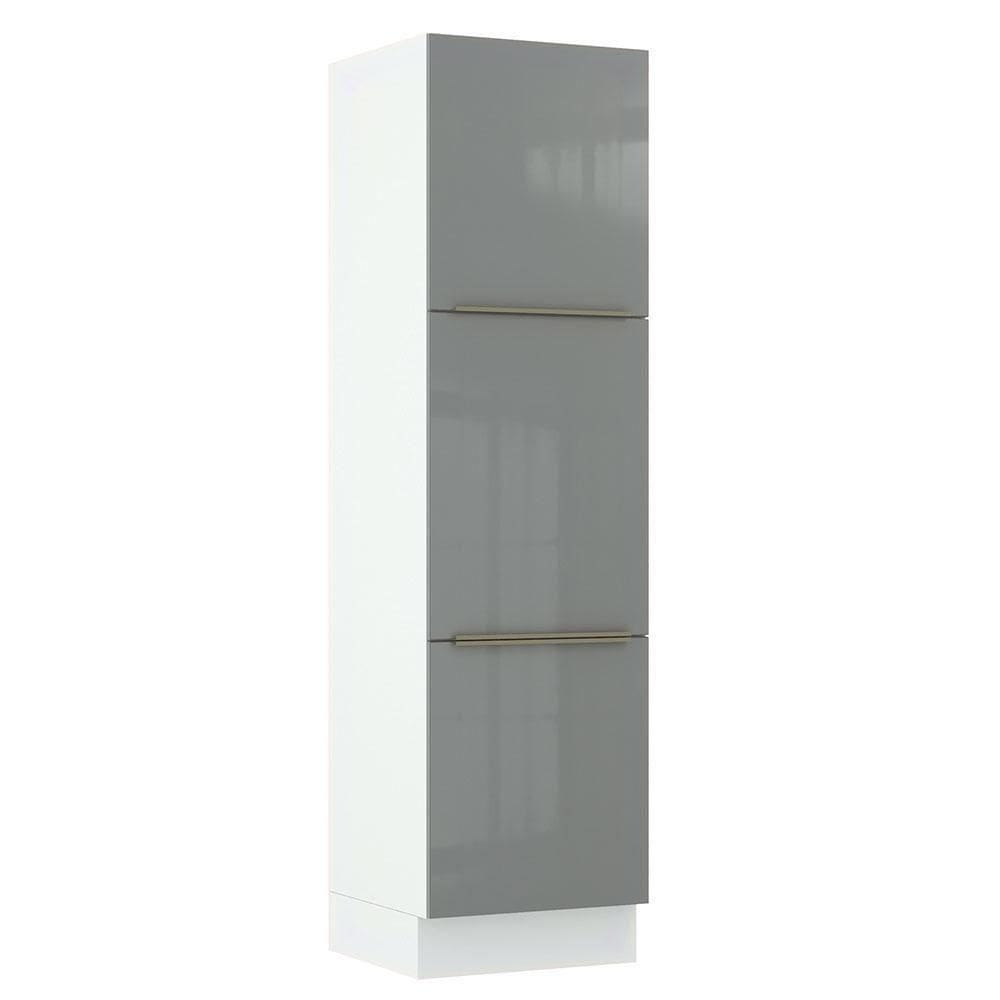 Paneleiro Madesa Lux 60cm 3 Portas Branco Cinza