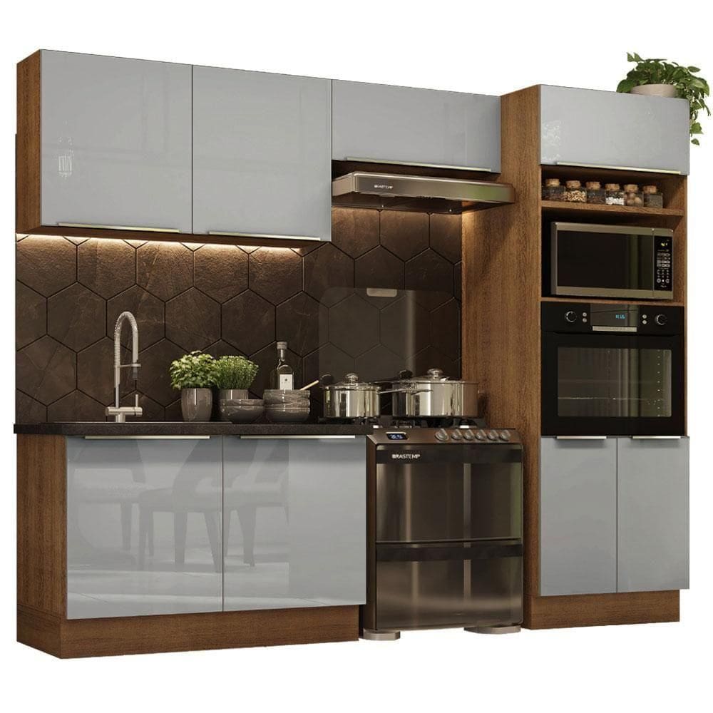 Cozinha Completa Madesa Lux Armário e Balcão - Rustic/cinza