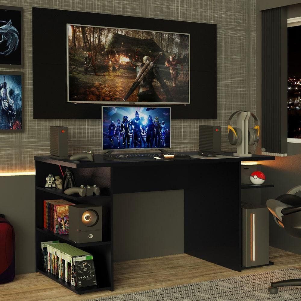 Mesa Para Gamer e Painel Para Até 50 - Preto