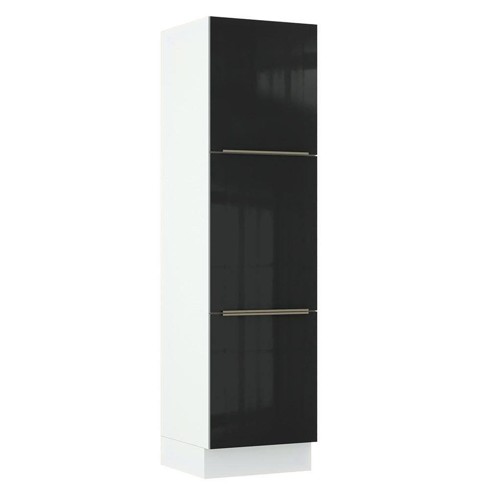 Paneleiro Madesa Lux 60cm 3 Portas Branco Preto