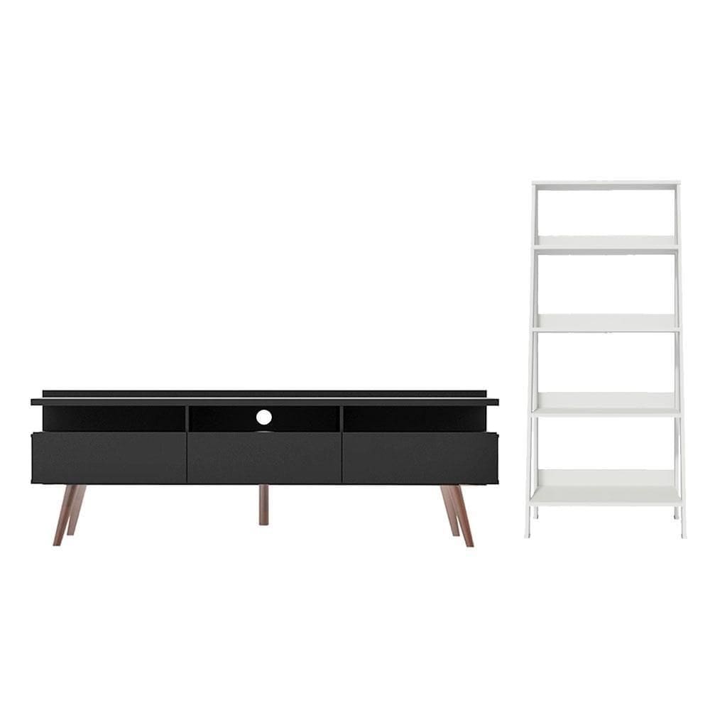 Rack para até 65 Polegadas Estante Escada Preto branco