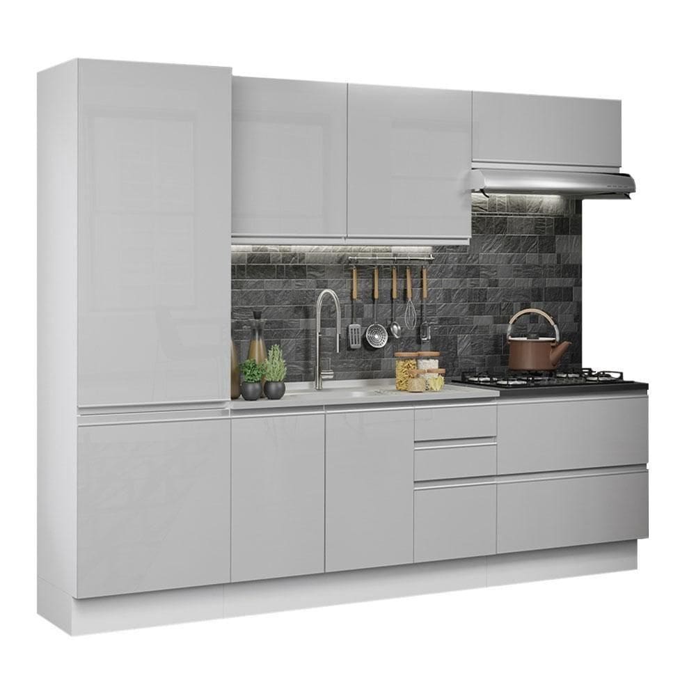 Cozinha Completa Mdf Madesa Acordes Frentes Branco Brilho