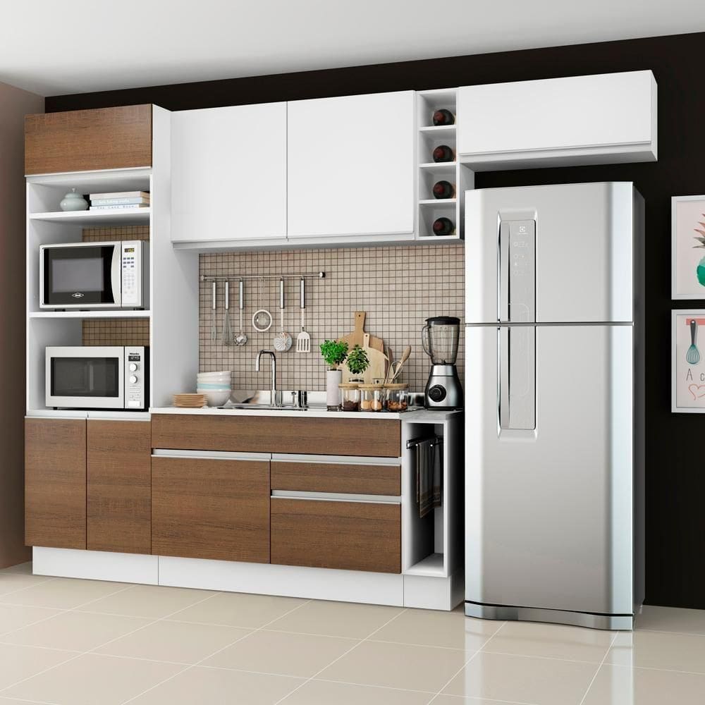 Cozinha Completa Safira Rustic Branco Armário BalcãoMadesa