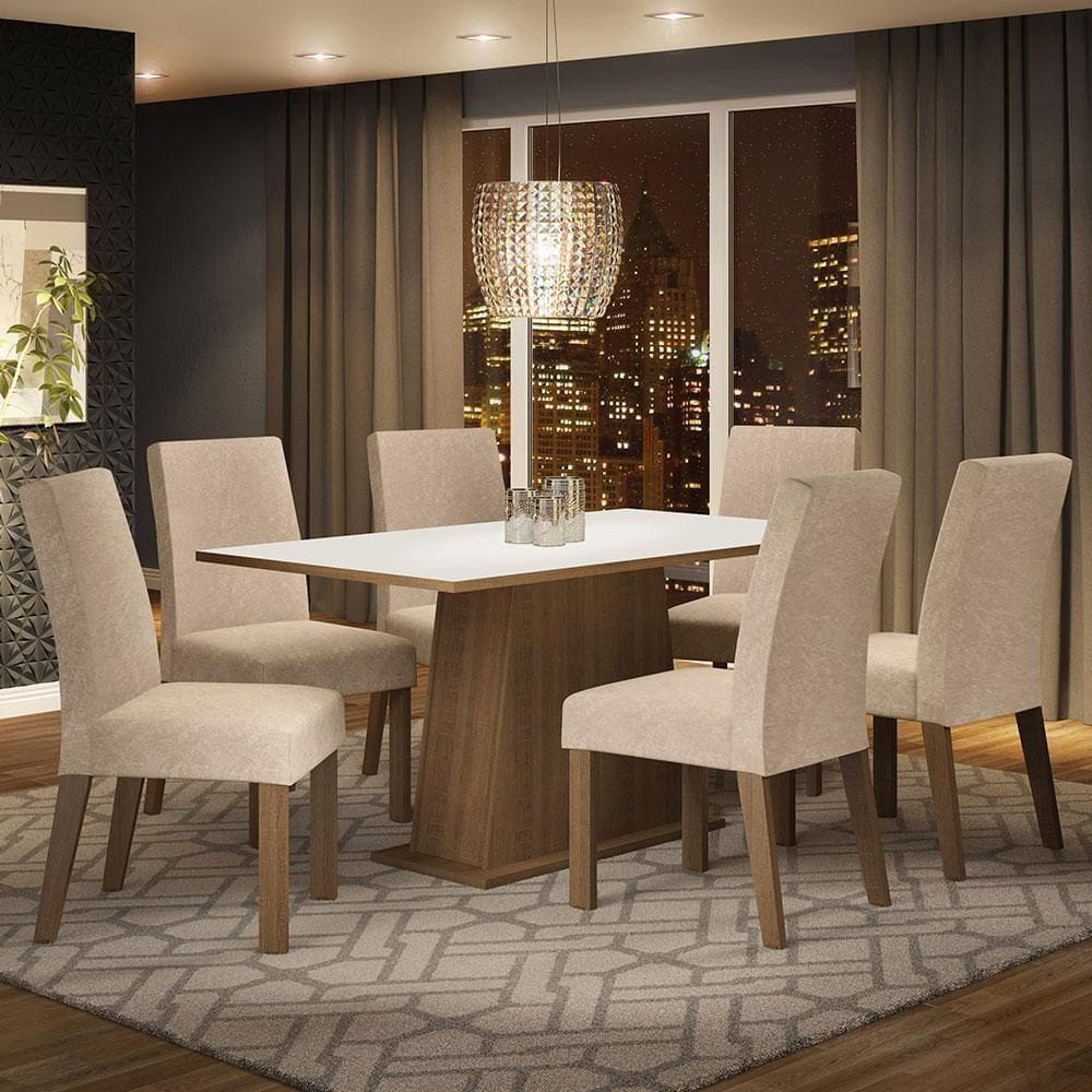 Conjunto Sala Jantar Mesa Madeira 6 Cadeiras Rustic