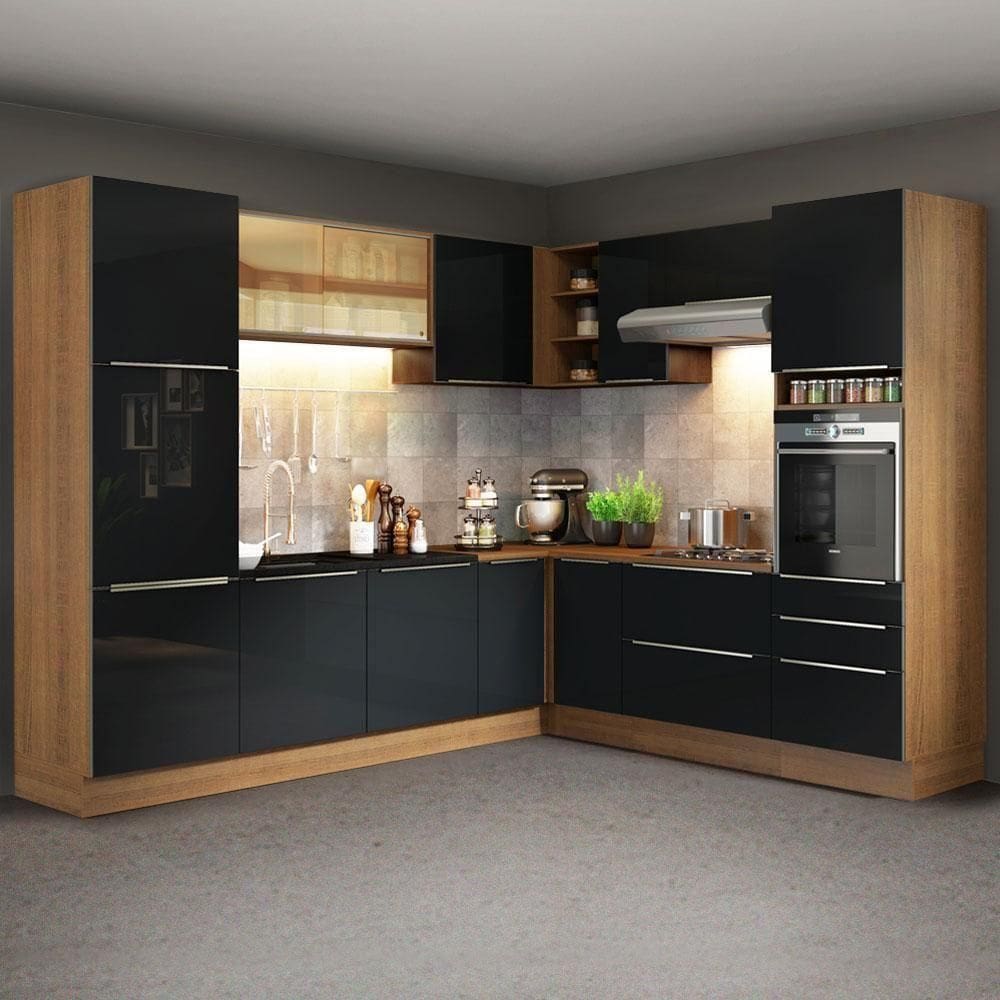 Cozinha Completa De Canto Madesa Lux Com Armário E Balcão