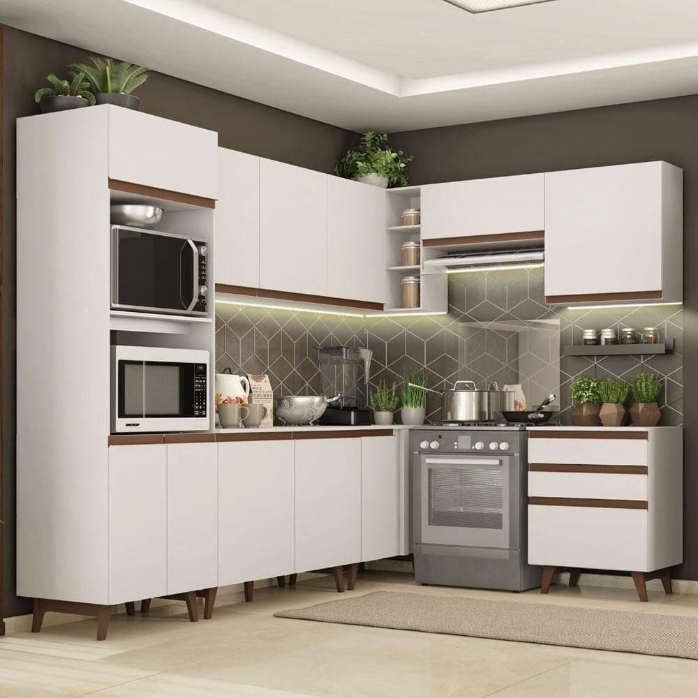 Cozinha Completa de Canto Reims Branco Madesa