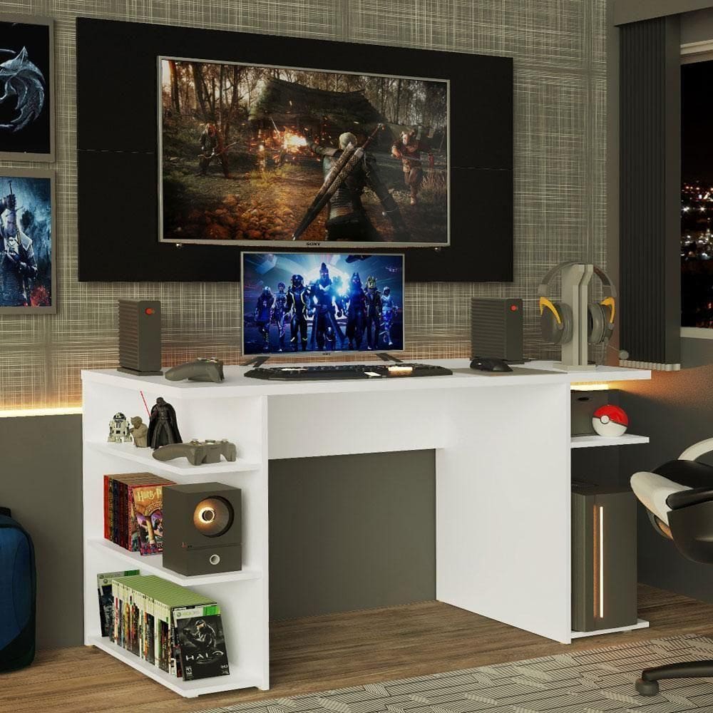 Mesa Para Gamer e Painel Para Até 50 - Branco