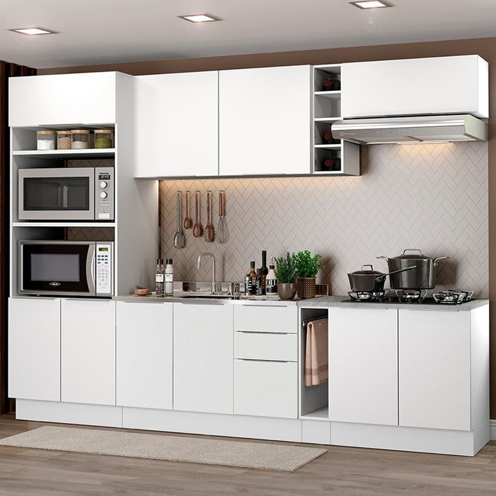 Cozinha Completa Stella Armário e Balcão Branco Madesa