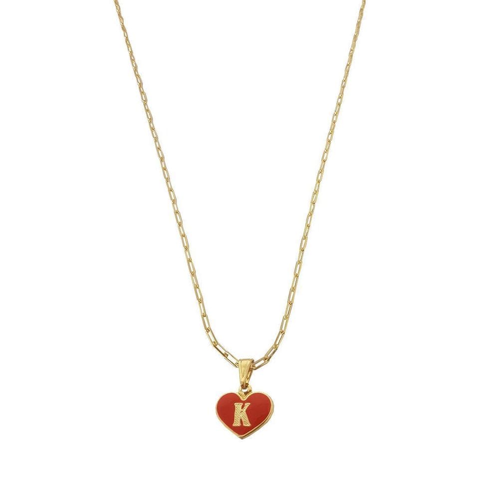 Colar Cartier 60Cm Coração Vermelho Letra K Banhado Ouro 18K