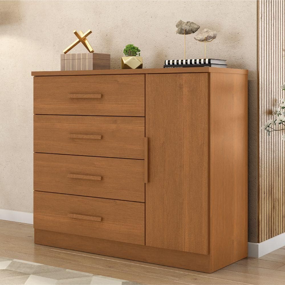 Cômoda Sapateira 4 Gavetas 1 Porta Genova Plus Zanzini Cinamomo