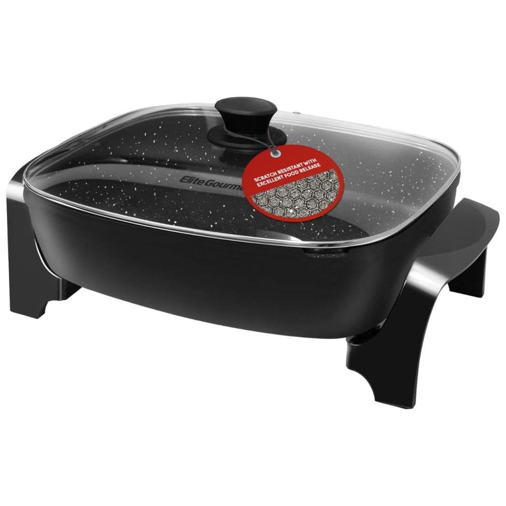 Frigideira Elétrica Antiaderente Elite Gourmet EG6203 Extra Profunda 40,6x33x8,1cm 9,9L com Tampa de Vidro, Controle de Temperatura