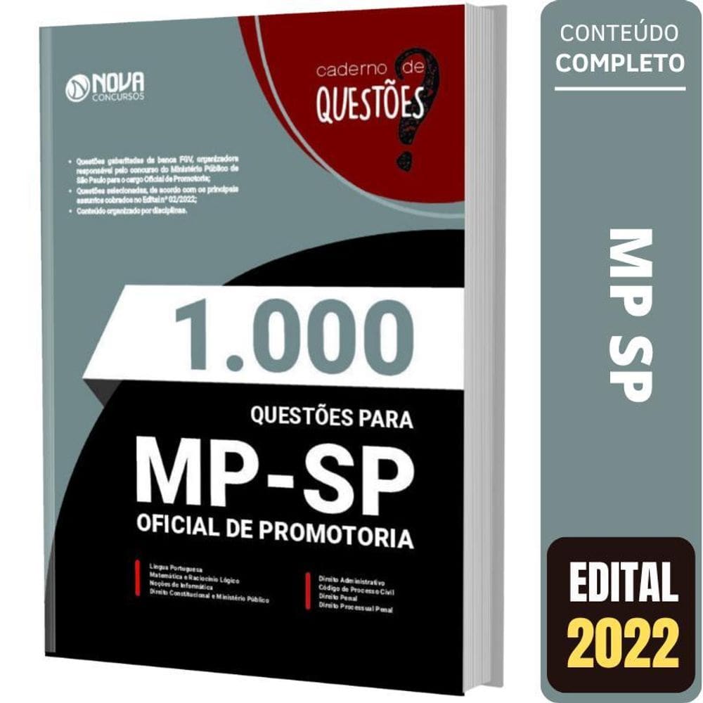 Caderno De Testes Para O Mp Sp - Oficial De Promotoria