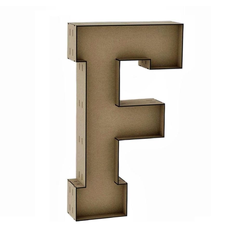 Letra Caixa Grande F Mdf 90Cm De Altura Decoração Festa