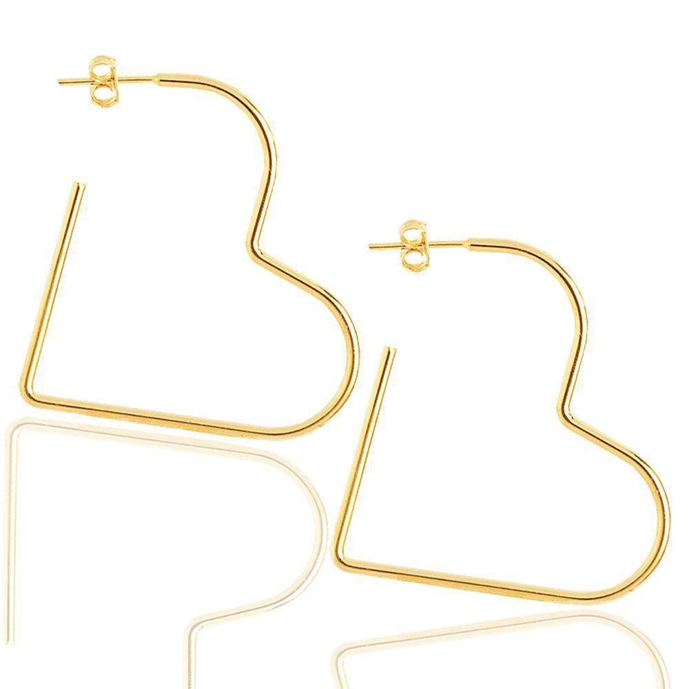 Brinco De Argola Coração Médio Folheado A Ouro 18K