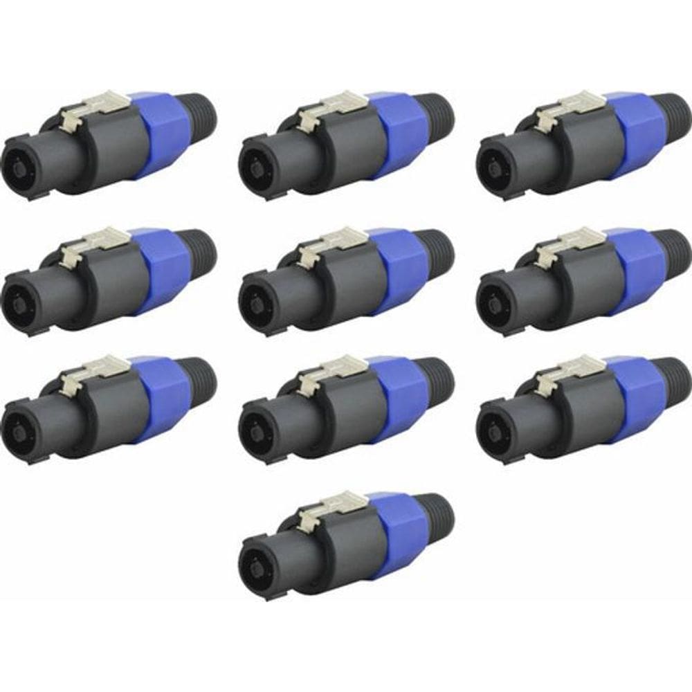Kit 10 Conector Speakon Macho Linha 4 Vias Azul Tozz