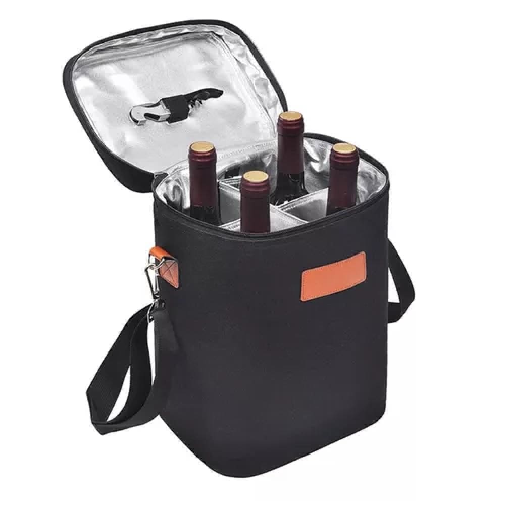 Bolsa Termica Porta Vinhos E Taças Para 4 Garrafas Wine Bag Cooler Com Divisorias Removiveis Bag Executiva Porta Wisky C