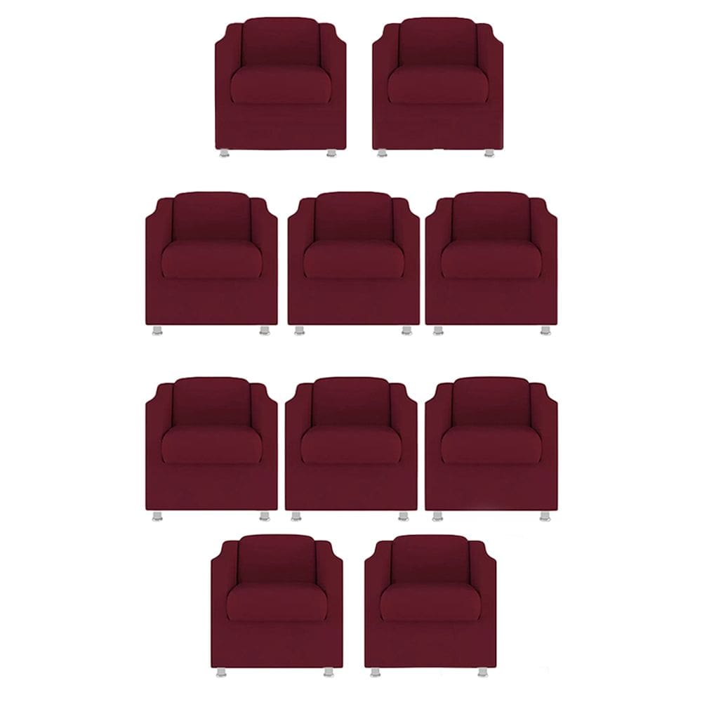 Kit 10 Poltronas Decorativa Reforçada Recepção Clinica Salão Suede Marsala