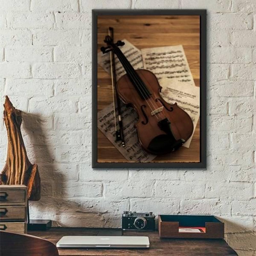 Quadro Fotografia Violino 24X18Cm - Com Vidro