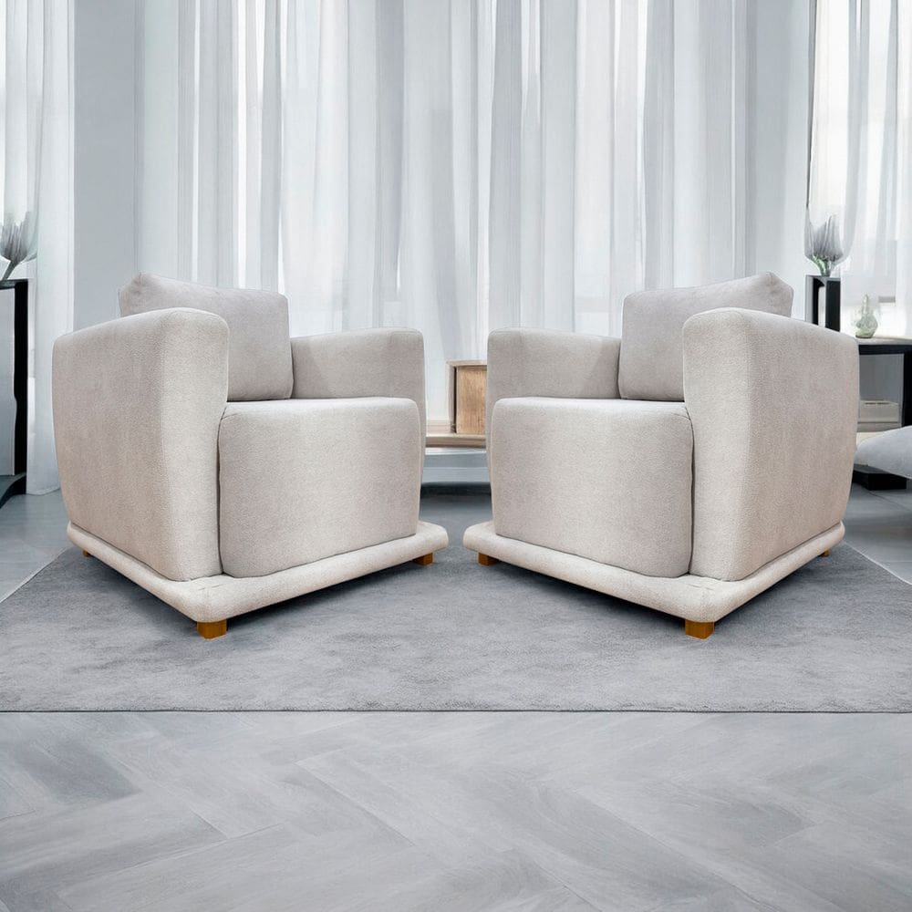 Kit 2 Poltronas Decorativa Luxo Para Sala Recepção Escritório Confortável Bridge Boucle Premium