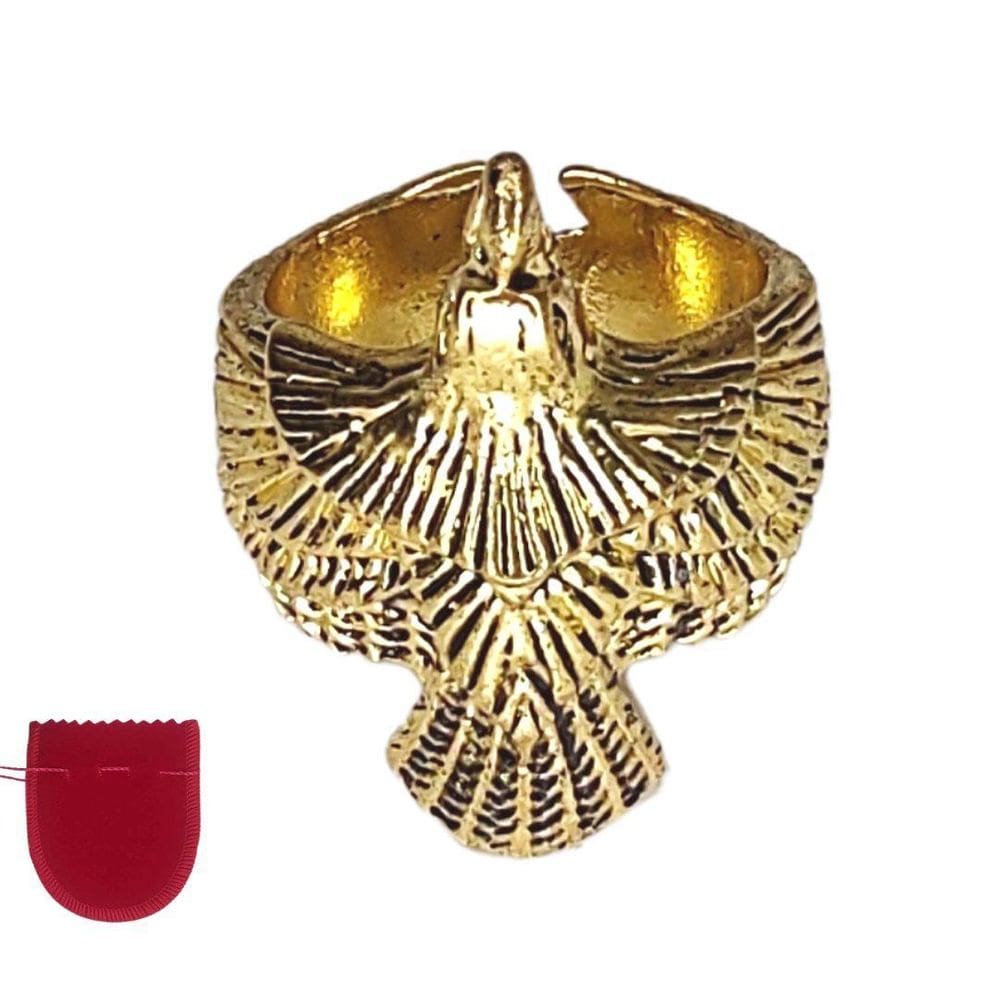 Anel Grande Dourado Águia Banhado A Ouro Ajustável