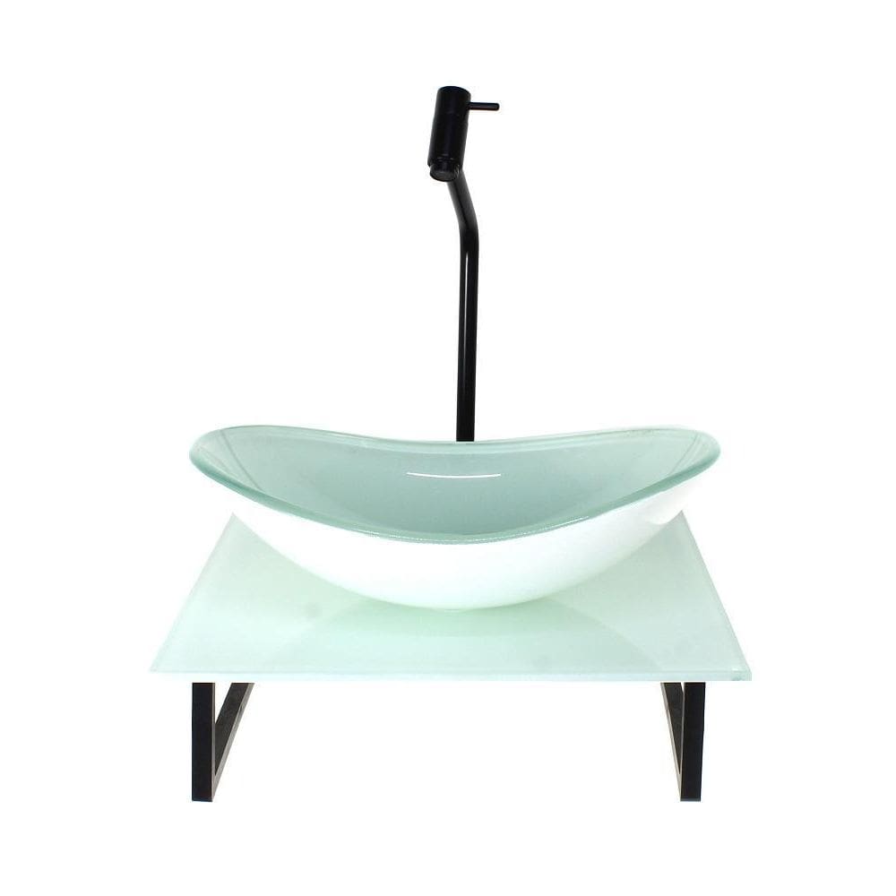 Kit Cuba Vidro Oval 10Mm Tampo Vidro 40Cm X 40Cm Branco Full