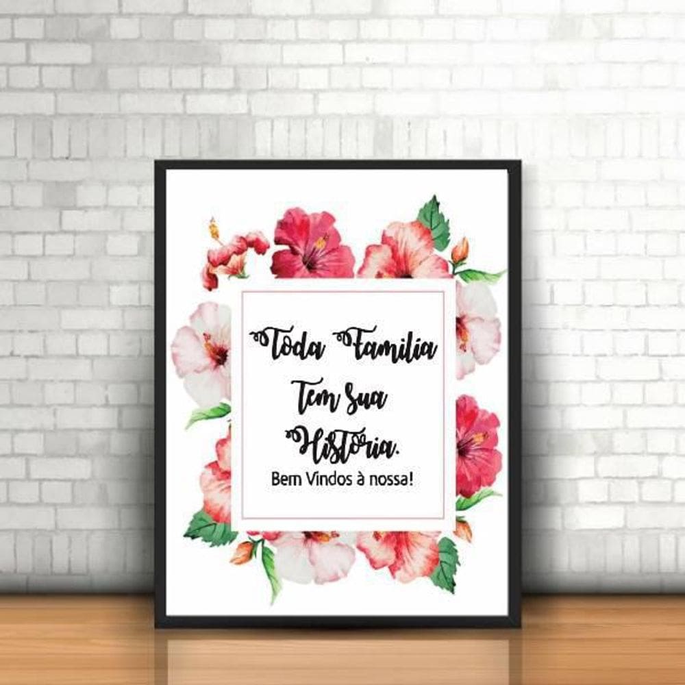 Quadro Bem Vindos A Nossa Família 24X18Cm Moldura Preta