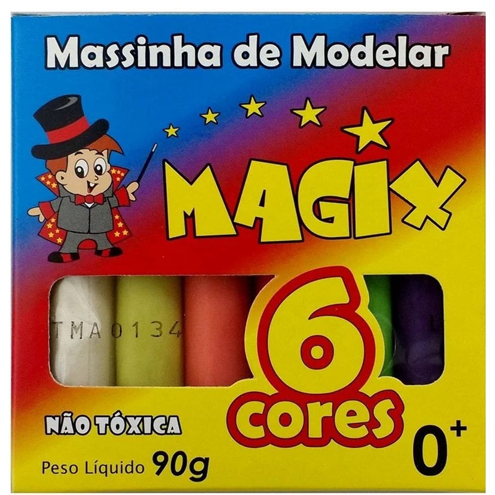 Massinha de modelar 6 cores 90g magix