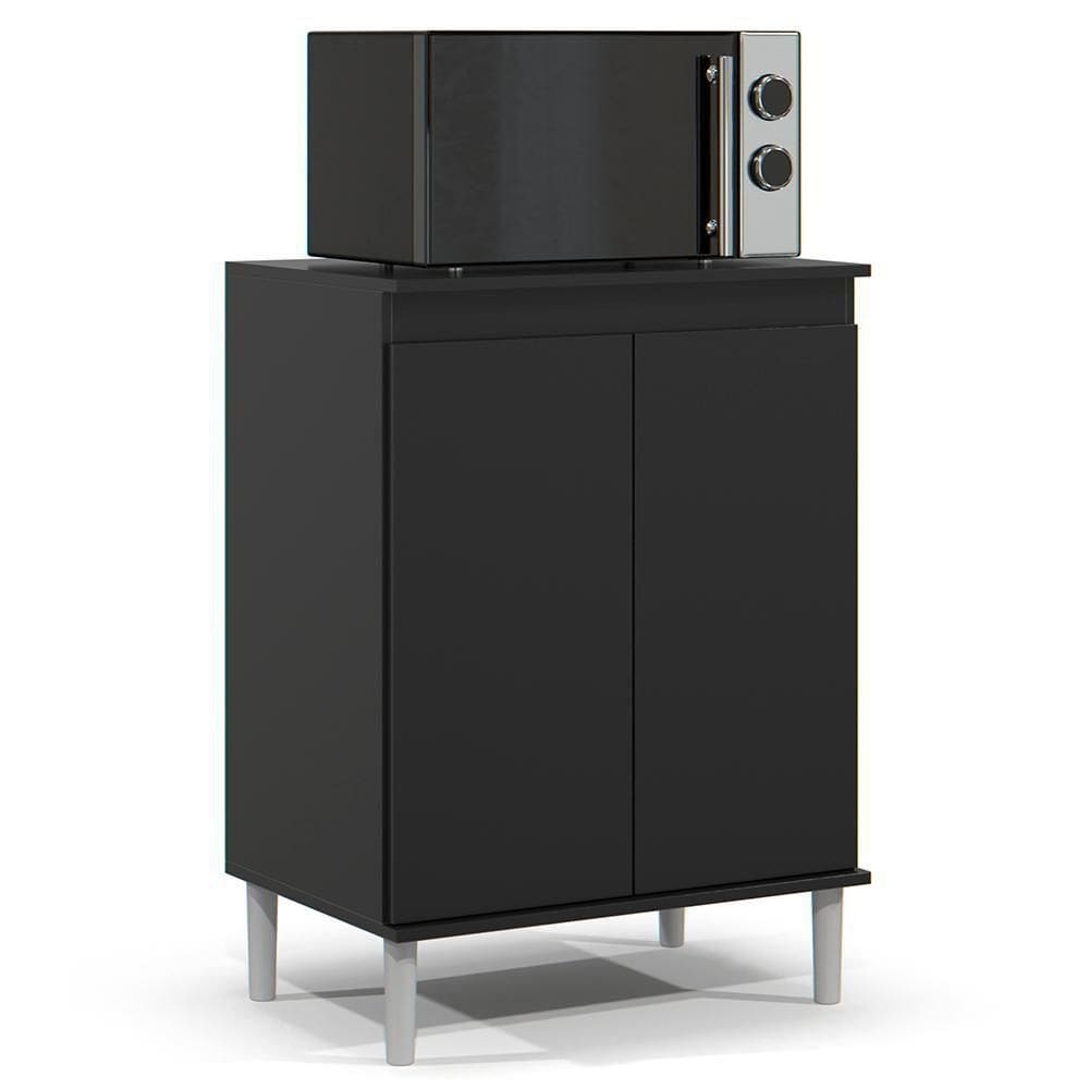 Balcão De Cozinha Com Tampo 2 Portas 61cm Italy Preto - Ej Móveis