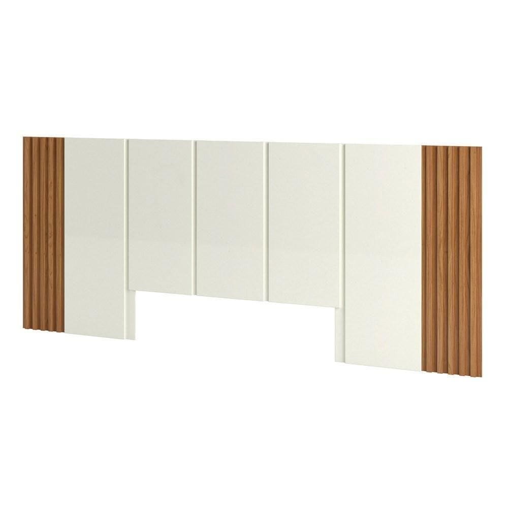 Cabeceira De Madeira Para Cama Casal 300cm 100% Mdf Tw185 Off White-freijó - Dalla Costa