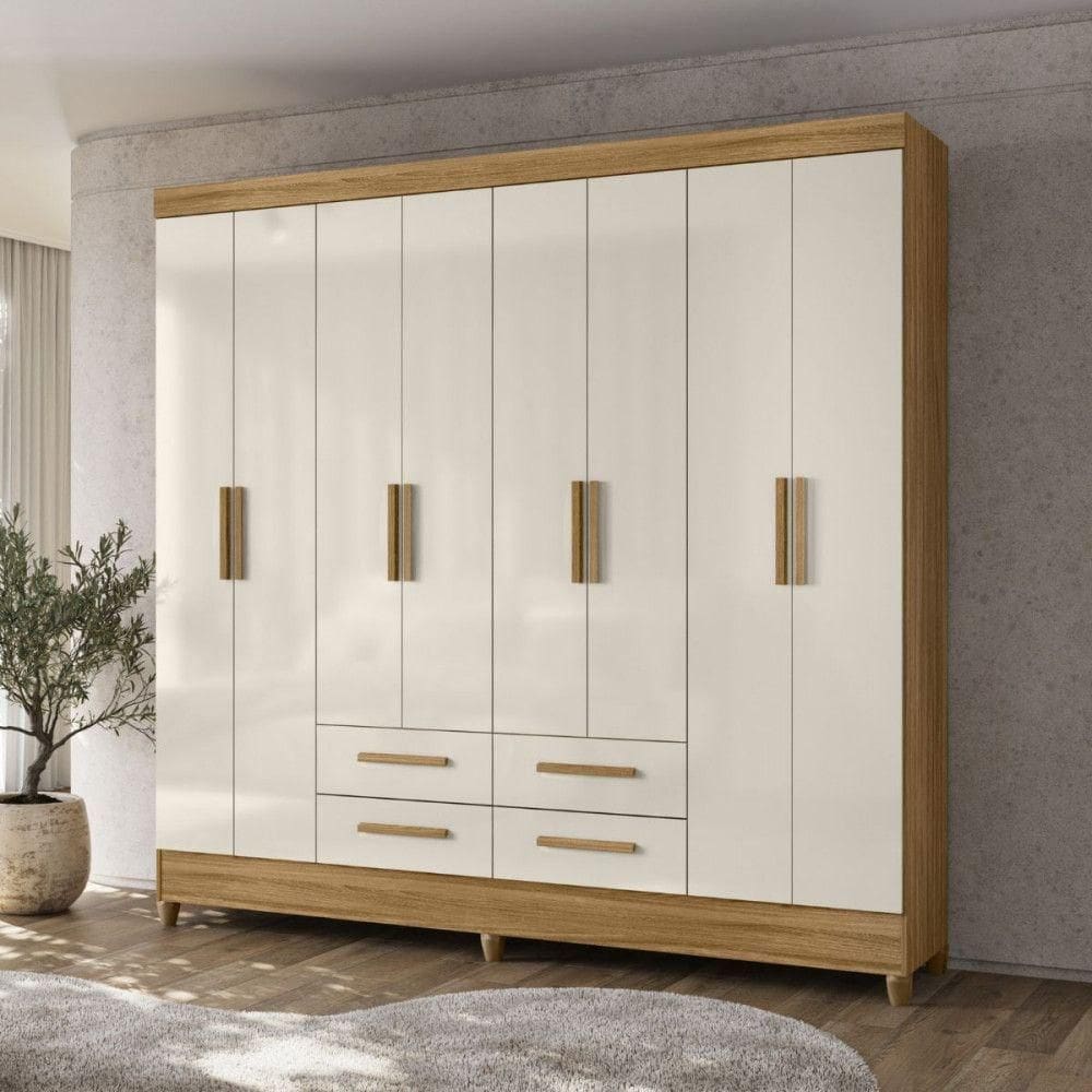 Guarda Roupa Casal 8 Portas 4 Gavetas Florida Moval Freijo