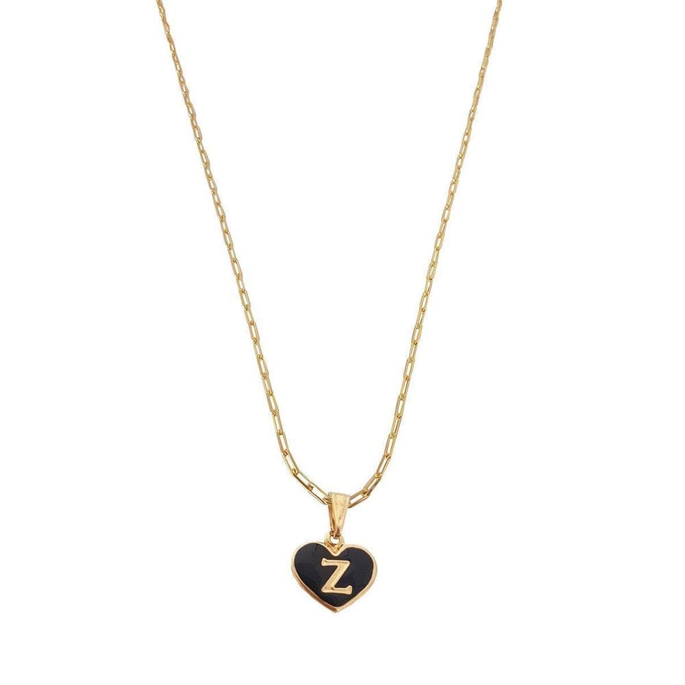 Colar Cartier 45Cm Coração Negro Letra Z Banhado Ouro 18K