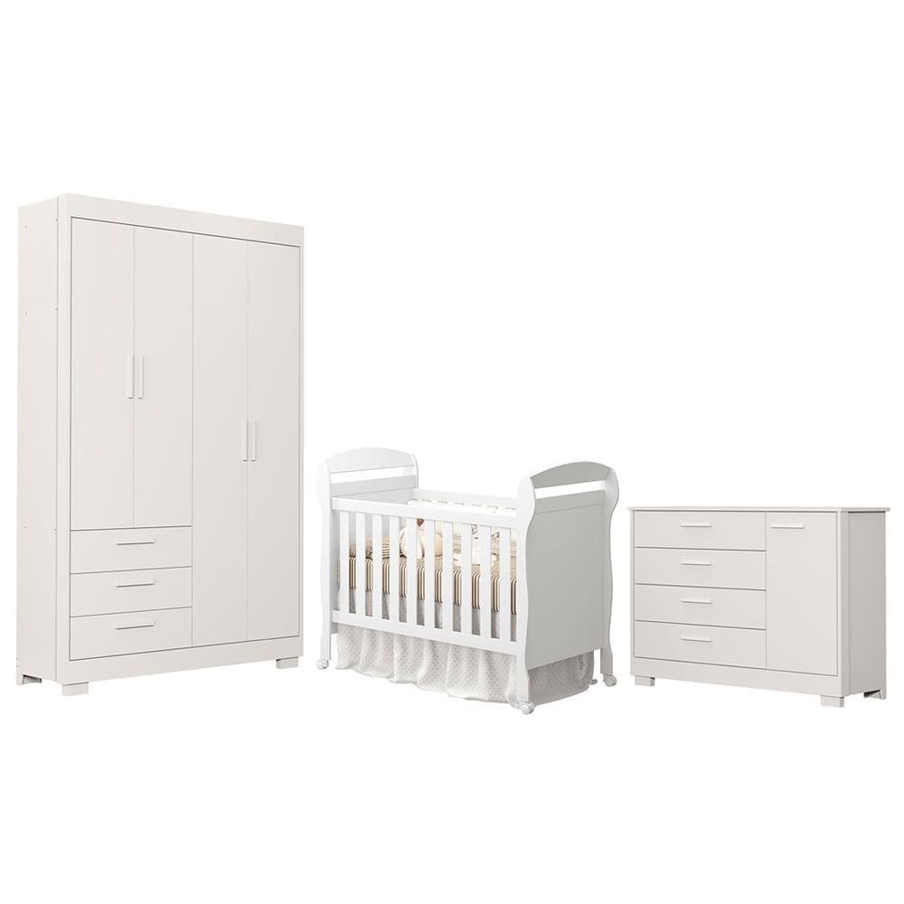 Dormitório Infantil Zaki Guarda Roupa, Cômoda e Berço Mini Cama Danny - Reller Móveis
