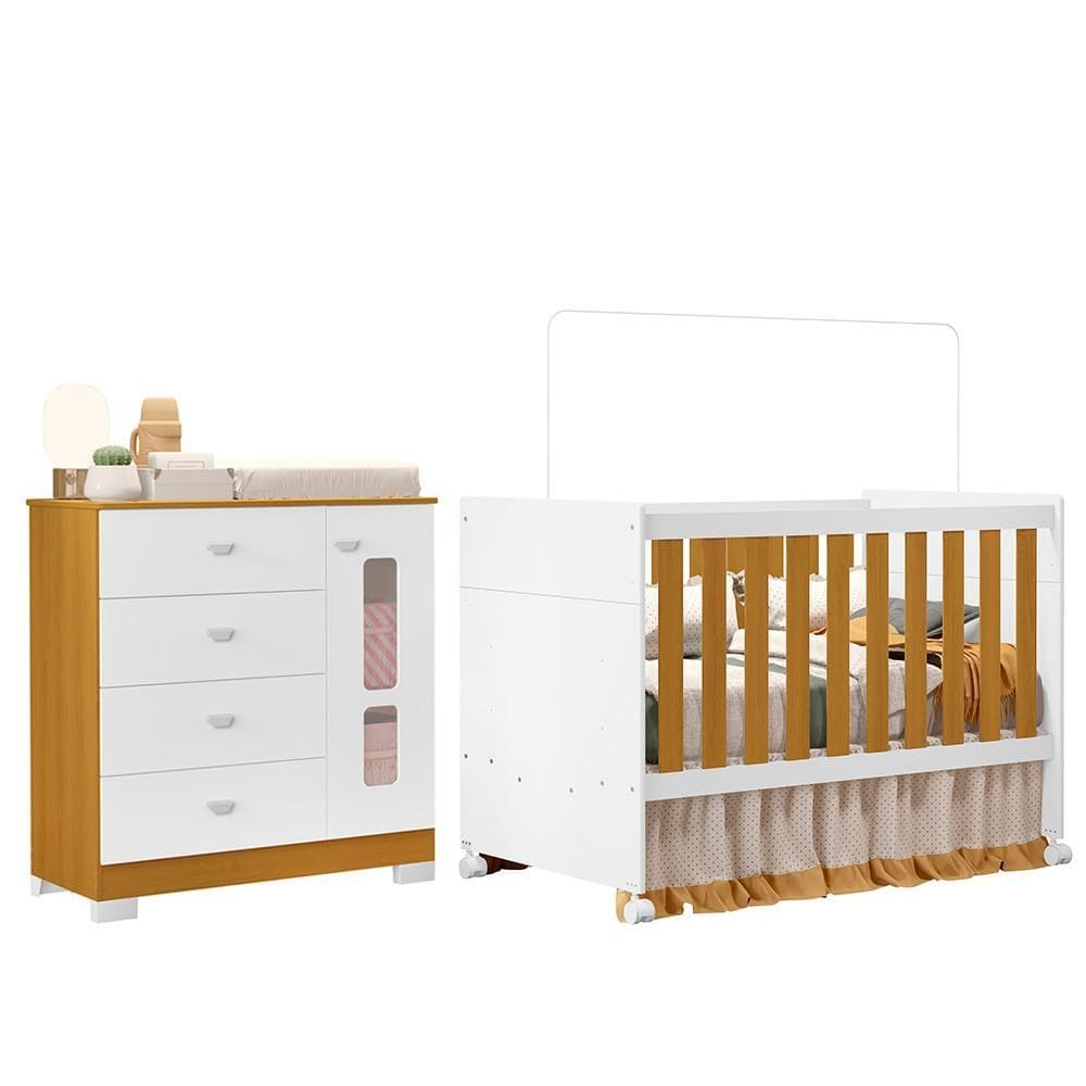 Jogo de Quarto Infantil New Katatau Cômoda e Berço Mini Cama - Reller Móveis