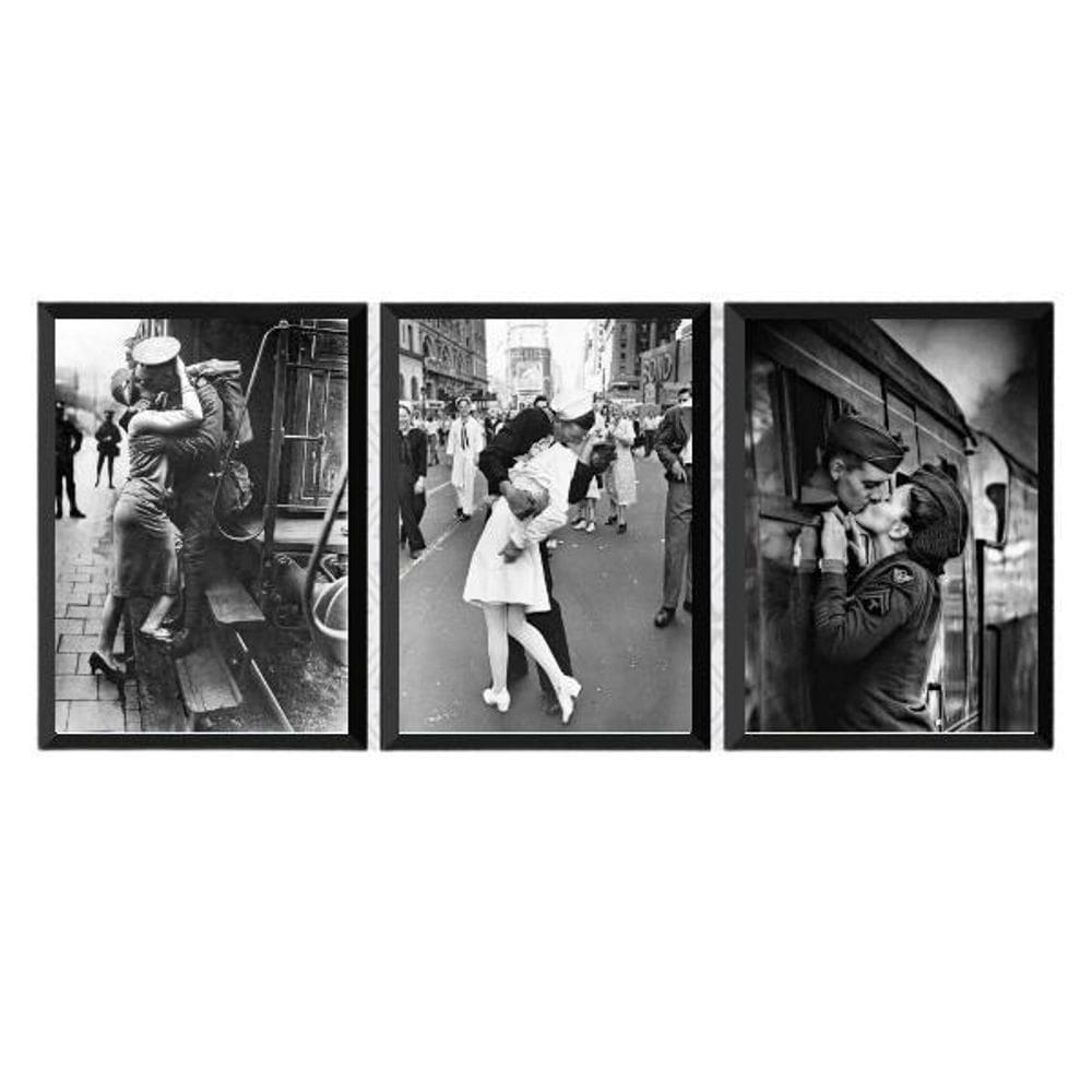 Kit 3 Quadros Amor Em Tempos De Guerra 33X24Cm - Com Vidro