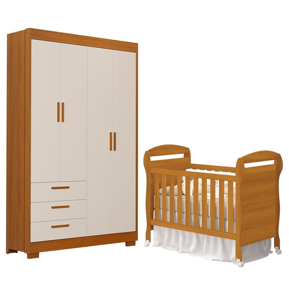 Jogo de Quarto Infantil Guarda Roupa Zaki e Berço Mini Cama Danny - Reller Móveis