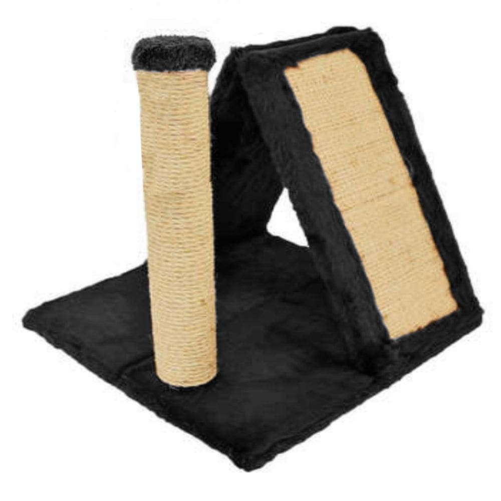Arranhador Gatos Poste Sisal Cabana Pelucia Preto Brinquedo