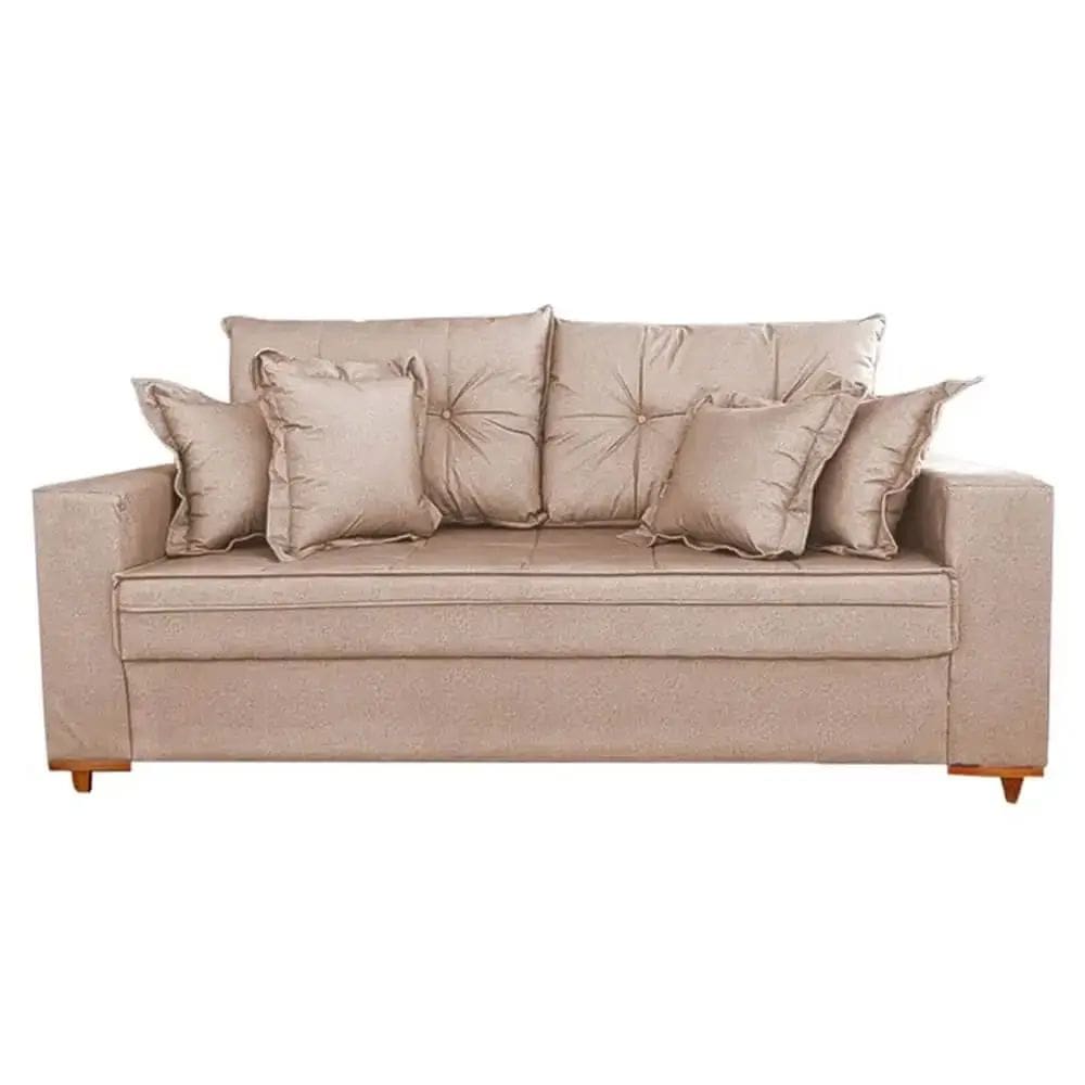 Sofá Vicam 05 em Veludo com Almofadas Soltas 3 Lugares 200cm Vicam Cor Bege