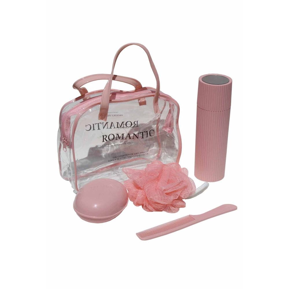 Kit Viagem Saboneteira Porta Escova Necessaire Bucha 5 Peça