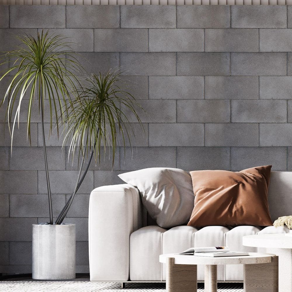 Kit 6 Rolos Papel De Parede Adesivo Bloco De Cimento 3,0M