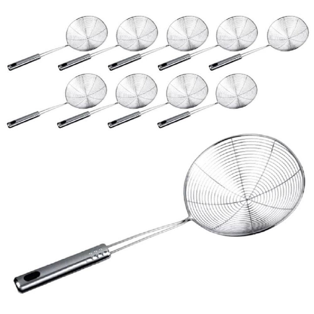 Kit 10 Escumadeira Para Fritura Em Inox Aro 15Cm