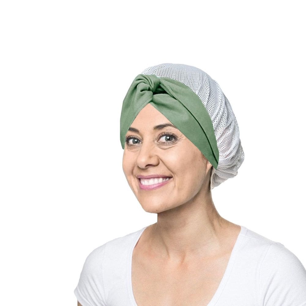 Faixa Cabelo Turbante Verde Touca Redinha Branca Cozinha