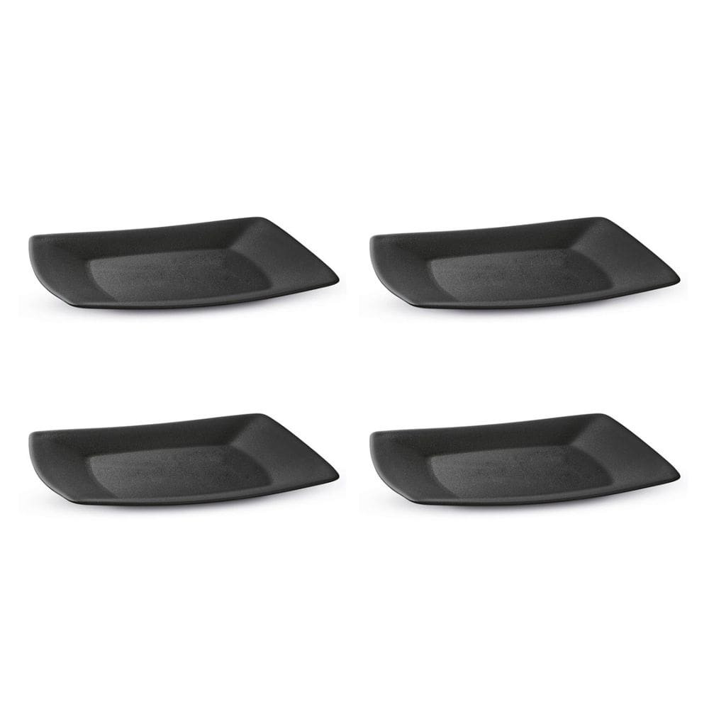 Prato Raso Lanche Preto 20cm Plastico Solido BPA Free 4un
