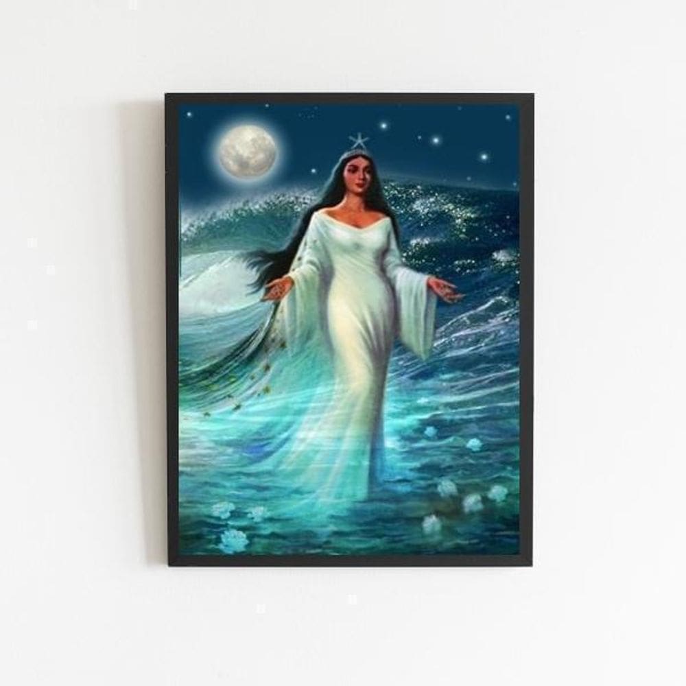 Quadro Decorativo Umbanda Iemanjá 33X24Cm Preta