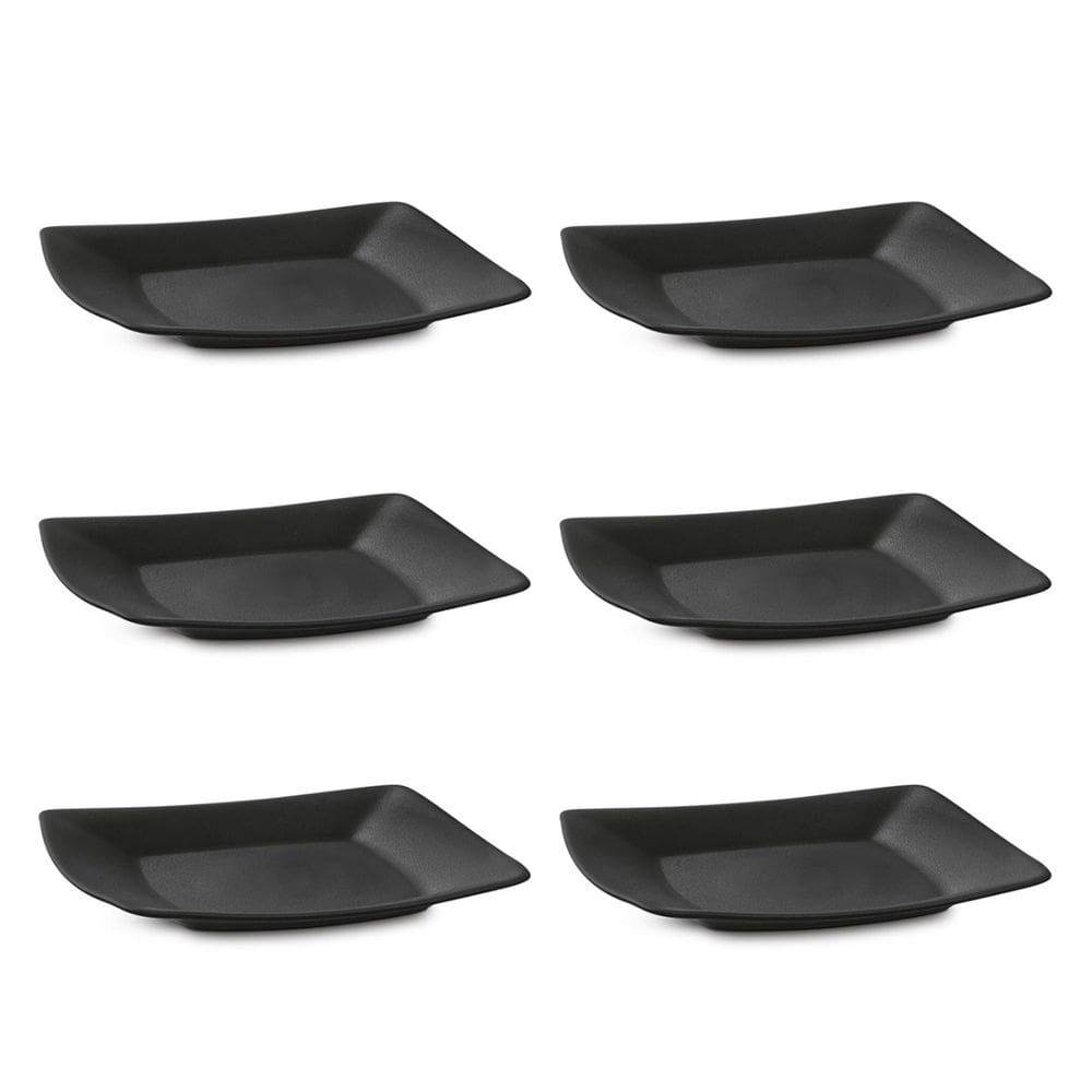 Prato Raso Lanche Preto 18cm Plastico Solido BPA Free 6un