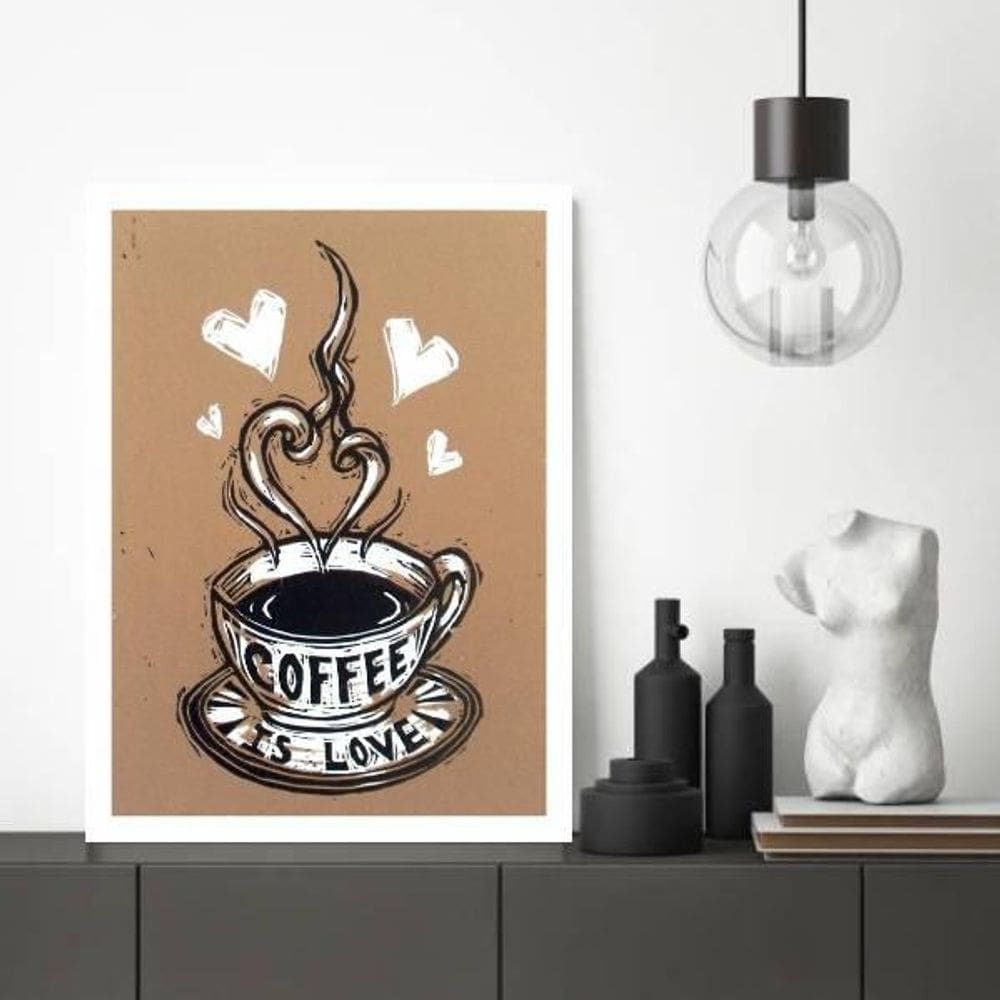Quadro Decorativo Coffee Is Love 24X18Cm Branca