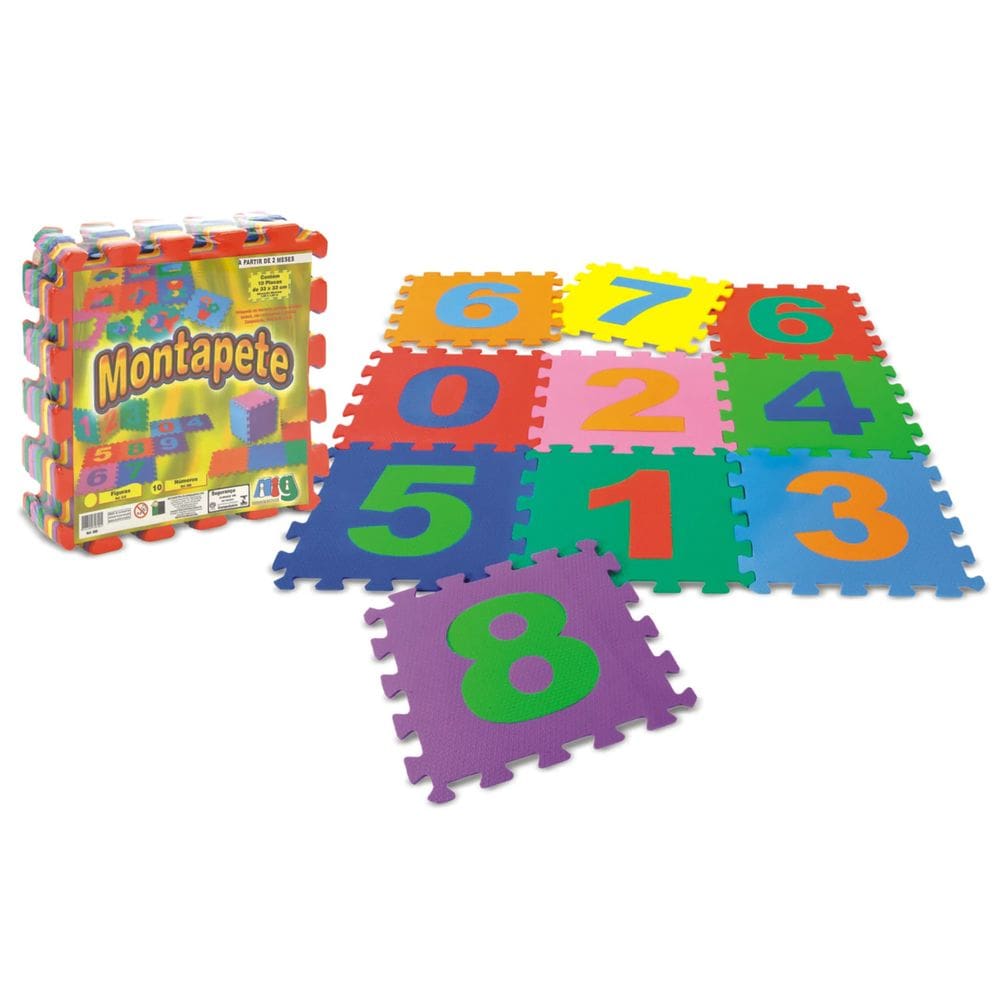 Tapete De Eva Infantil Números 10 Placas 33x33 Cm Nig - 0800
